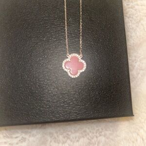 Pink Clover sterling silver Pendant Necklace